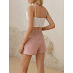 Women’s White Pleated Strapless Tube Top