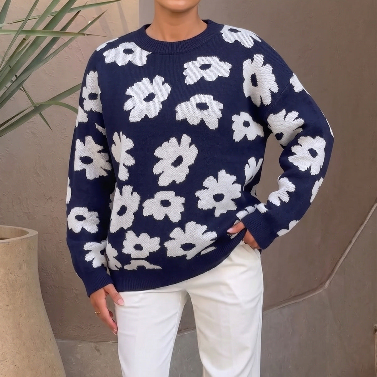Women's Floral Knit Sweater