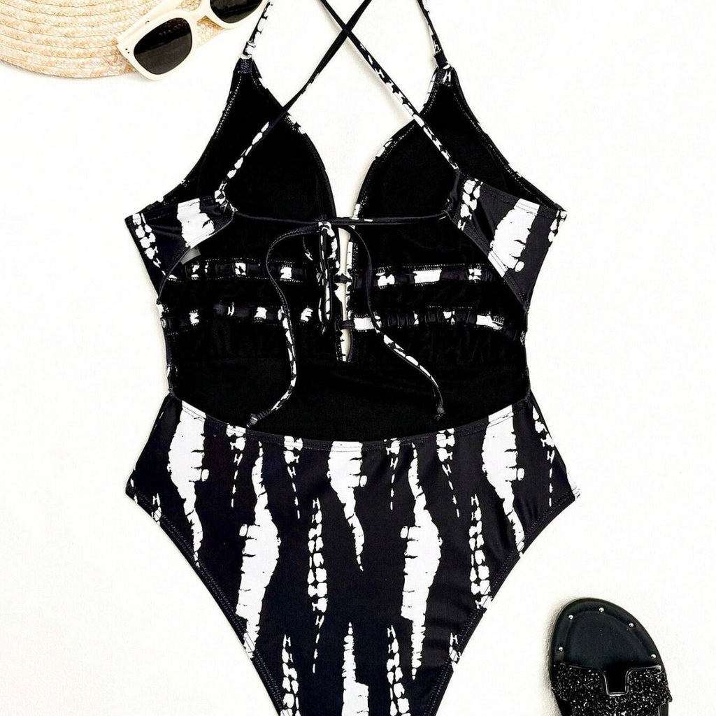 Backless Neck One-piece Swimwear