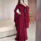 Women's Autumn Ladies Solid Color Bell Sleeve Elegant Party