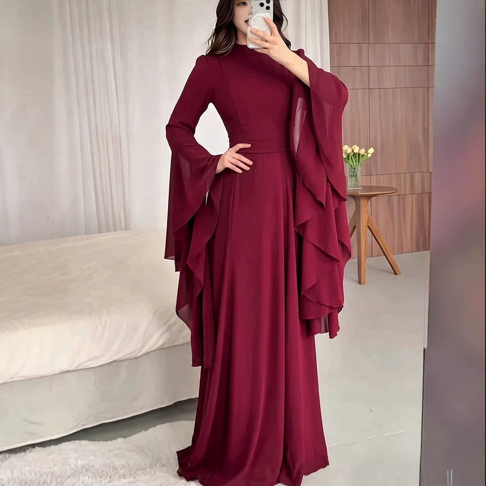 Women's Autumn Ladies Solid Color Bell Sleeve Elegant Party