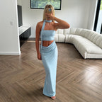 Spring Sexy Tube Top Pleated Slim Fit Sheath Personality Street Dress Long Dress
