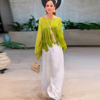 Chiffon Shirt Irregular Asymmetric Dovetail Shawl Two Piece Sets