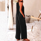 Clothing Summer Sleeveless Top All Match Wide Leg Pants Two-Piece Set
