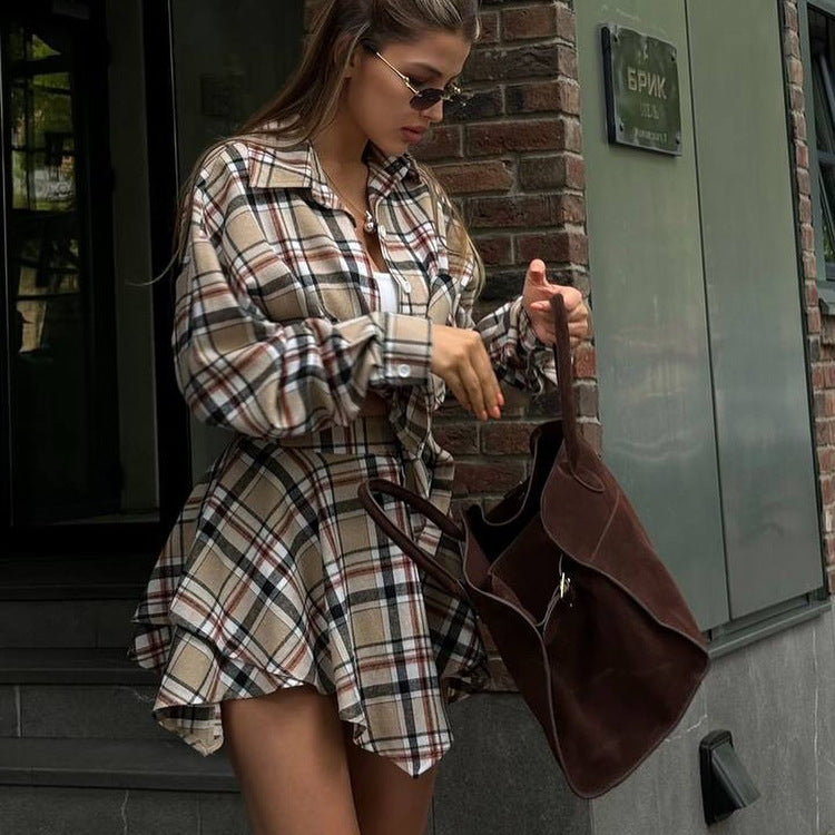 Street Retro Set of Long Sleeved Plaid