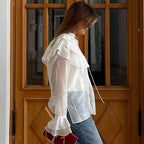 Women's French Ruffle Bell Sleeve Blouse