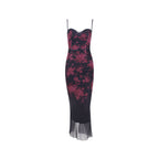 Printing Slip Dress Slim Fit Backless Sheath Fishtail