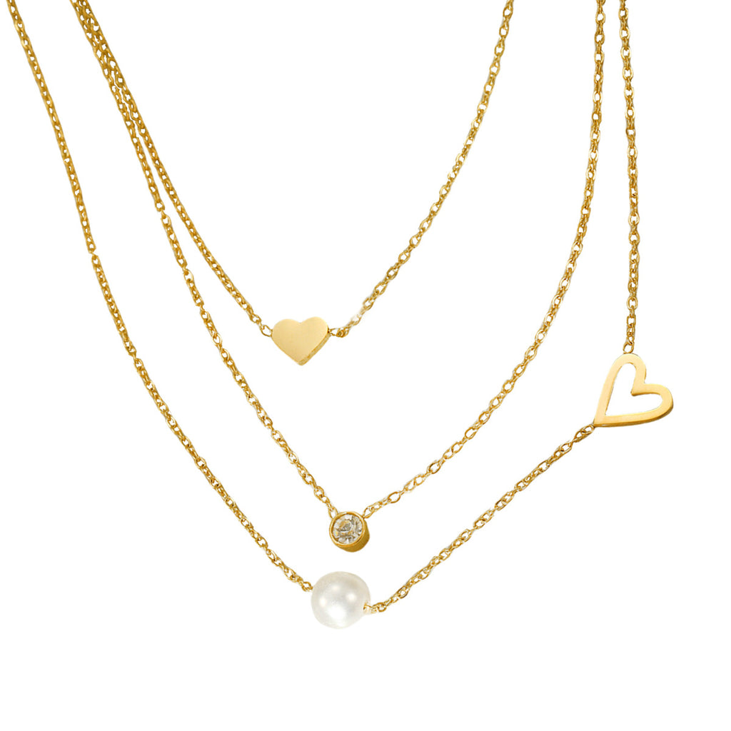 Women's Pearl Zircon Layered Necklace