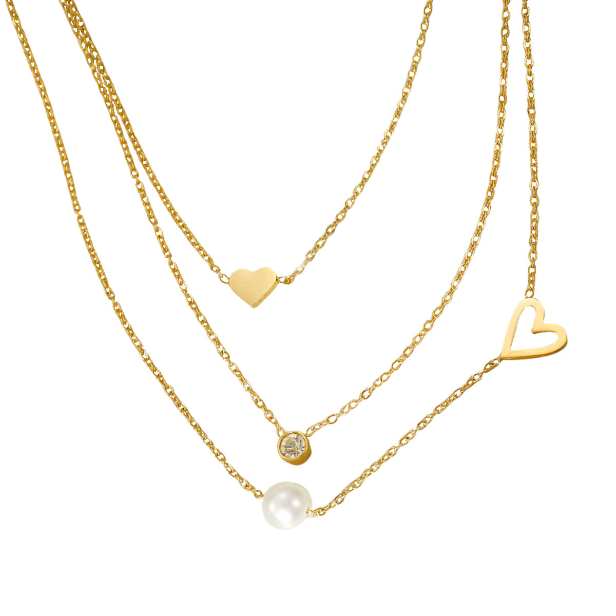 Women's Pearl Zircon Layered Necklace
