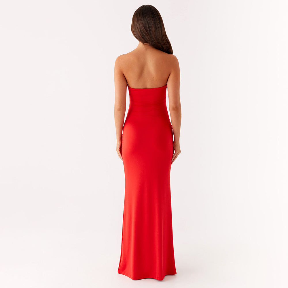 Women's Ladies Cutout Dress Off Neck Metal Floral Slim Fit Maxi Dress