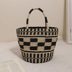 Women's Plaid Bucket Straw Bag