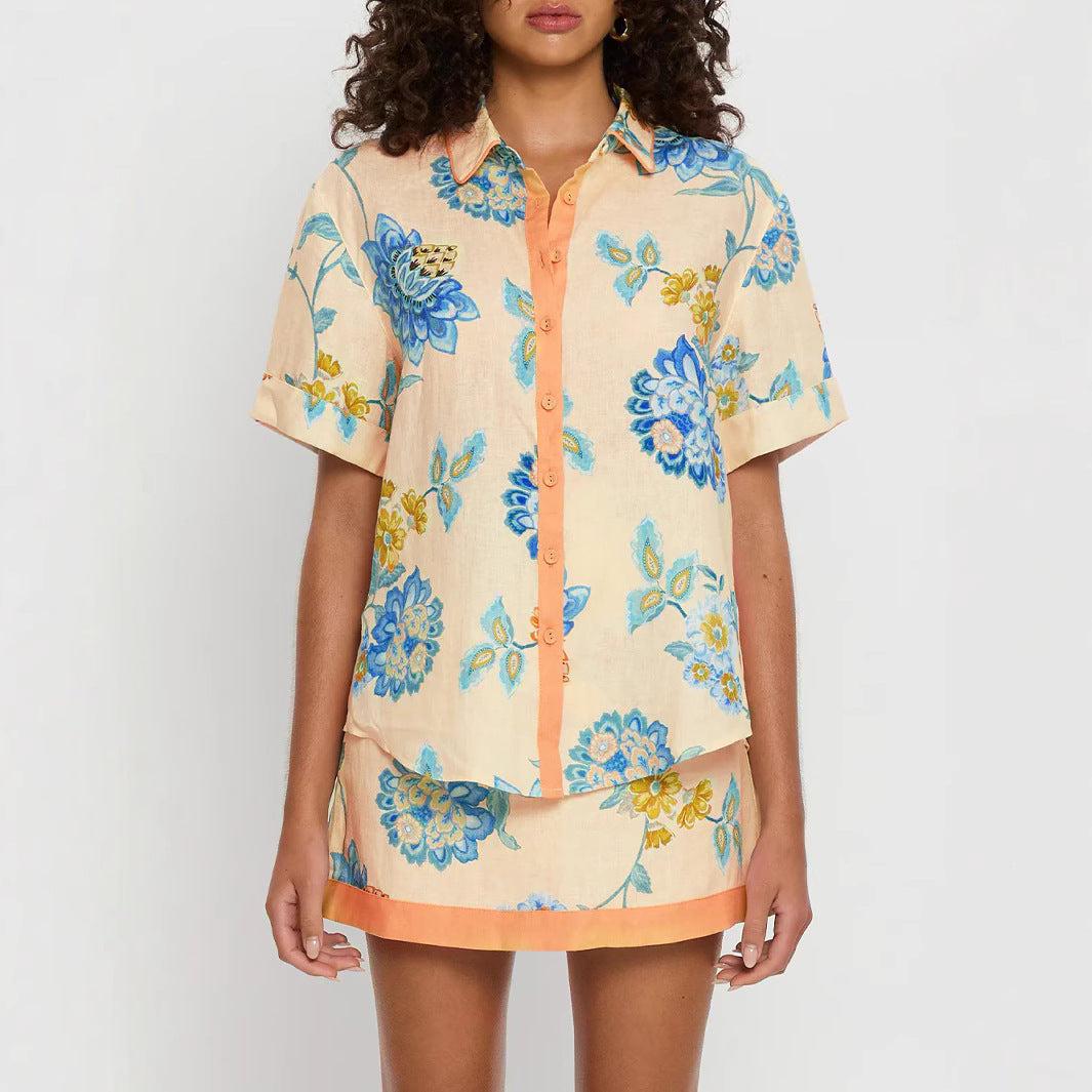 Women's Shirt & Skirt Two-Piece Set