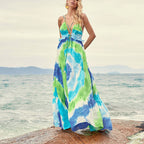 Spring Summer Tie Dye Gradient Slanted Stripe Horizontal Pattern Printing Slip