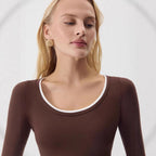 Women’s Gray Color Block Knit Long Sleeve Top