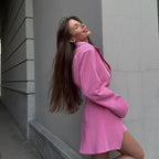 Pink Waist-Defined Suit Jacket