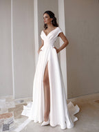 Women's Picture Chest Wrapped Ruffled White Medium Waist Solid Color Office Maxi Dress