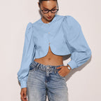 Cotton Lace-Up Cardigan Top