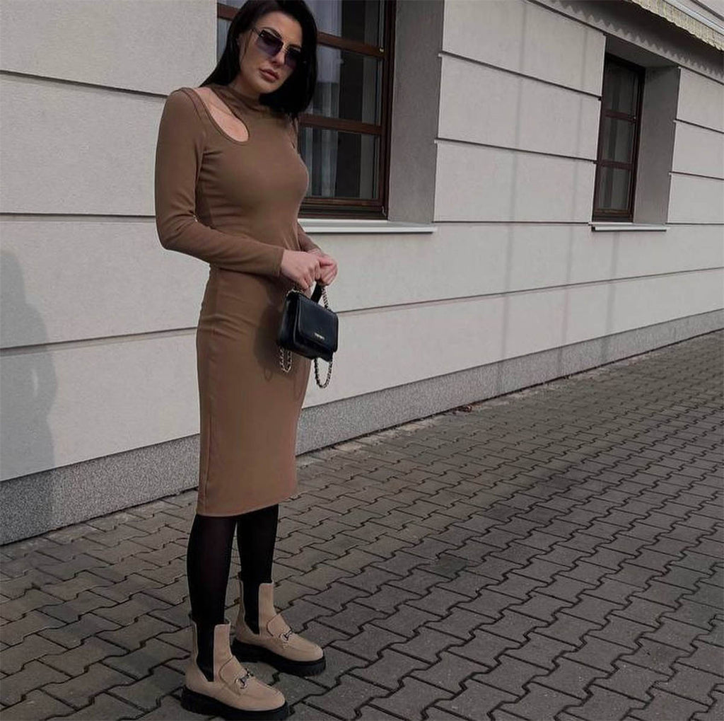 Women's Ribbed Cutout Bodycon Midi Dress