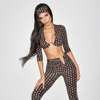 Summer Women Sexy Cropped Top Slim Pants Two Piece Sets