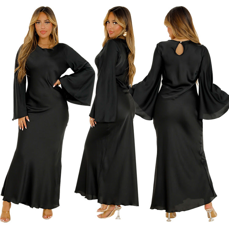 Direct Advanced Imitation Acetic Acid Solid-Color Dress