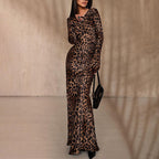 Round Neck Long Leopard Print High Waist