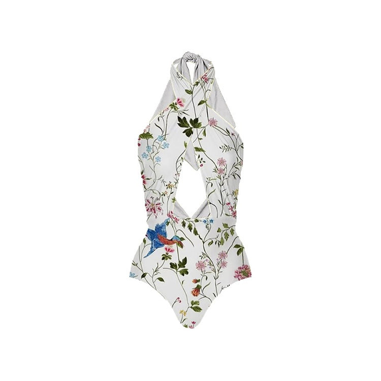 Printed Mesh One-piece Swimwear