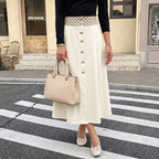 Autumn Winter Skirt Gentle Knitted Plaid Stitching HW A