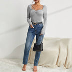 Women's Women's Minimalist Design Square Neck T Shirt Fall/winter