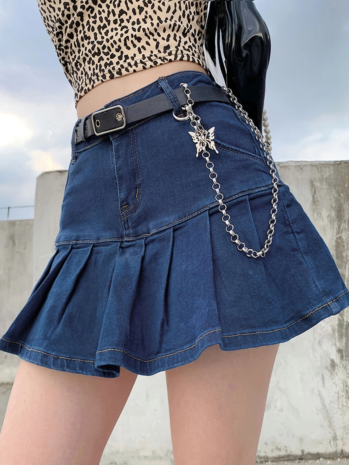 Half Length Denim Youth Anti Exposure Skirt