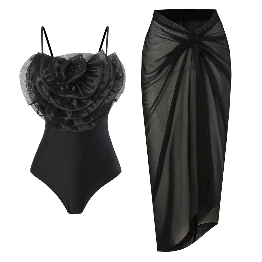 Covered Belly One-piece Swimwear