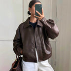 Women's Faux Leather Zip-Up Jacket