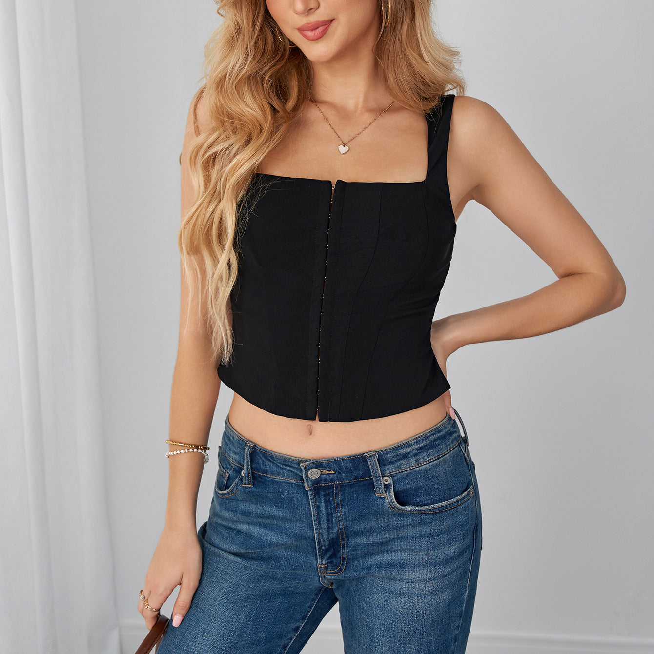 Summer Elegant Tencel Bamboo Joint Camisole Sexy Square
