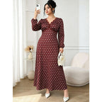 Women's Plus Size Polka Dot Lace Maxi Dress