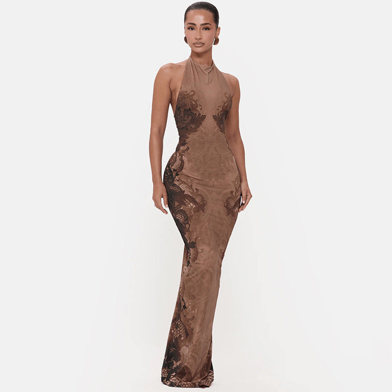 Women's Backless Halter Dress