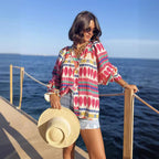Women's Long Sleeve Shirt Autumn Internet Printed V Neck Long Sleeve Shirt Top