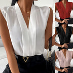 Women's V-Neck Chiffon Sleeveless Top