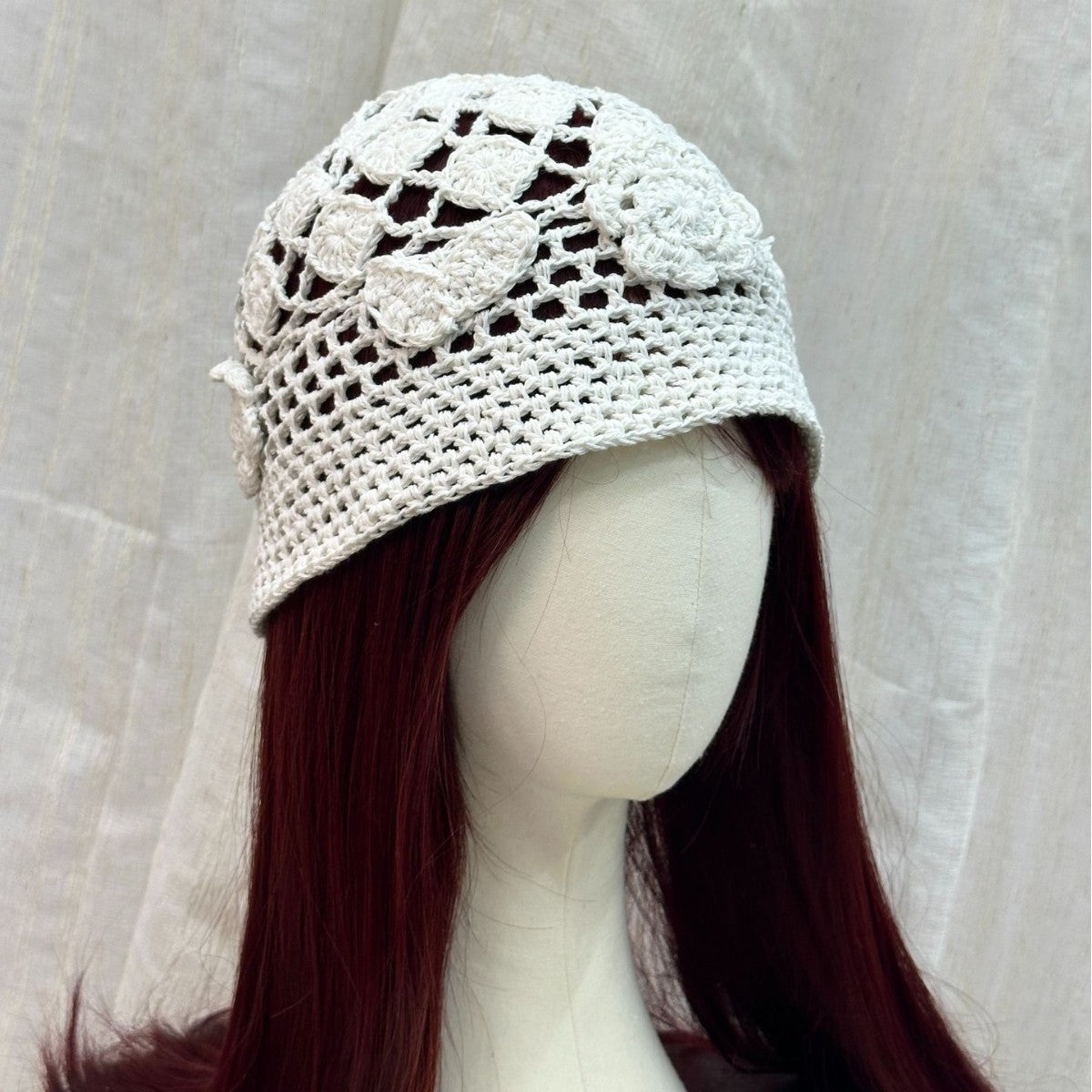 Women's Crocheted Floral Knit Hat