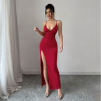 Slit Spaghetti Strap Bodycon Maxi Dress