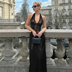 Women's Halter Lace Patchwork Sleeveless Dress