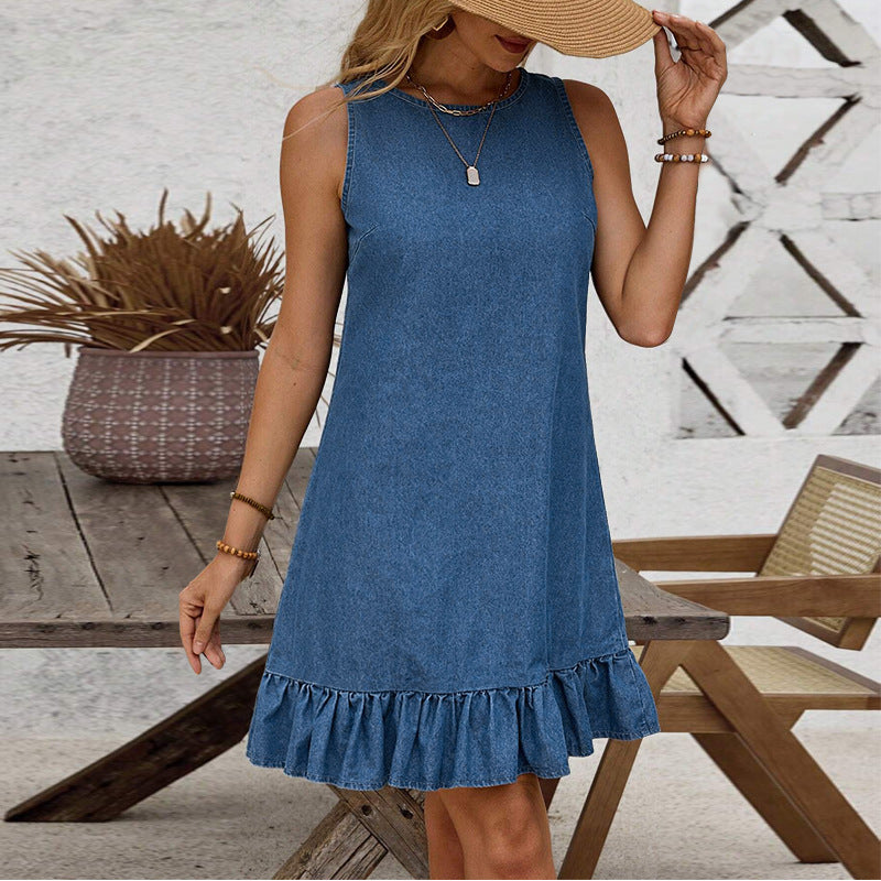 Sleeveless Denim Summer Dress