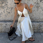 Women Street Sling Top Wide Leg Pants Two Piece Set Loose Outfit