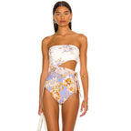 Printed Tube One-piece Swimwear