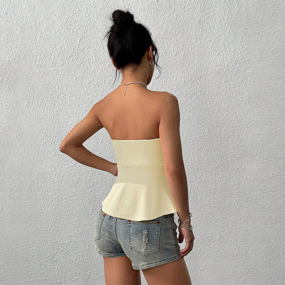 Women's Pleated Strapless Tube Top
