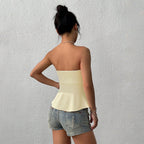 Women's Pleated Strapless Tube Top