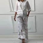 Cardigan Shirt High-Waist Loose Trousers Two Piece Set