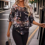 Women's Clothing Chiffon Sexy See Through Smock Top Chiffon Shirt