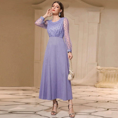 Autumn round Neck Long Sleeve High Waist Slim Dress