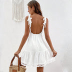 Women’s Deep-V Lace-Up Backless Dress