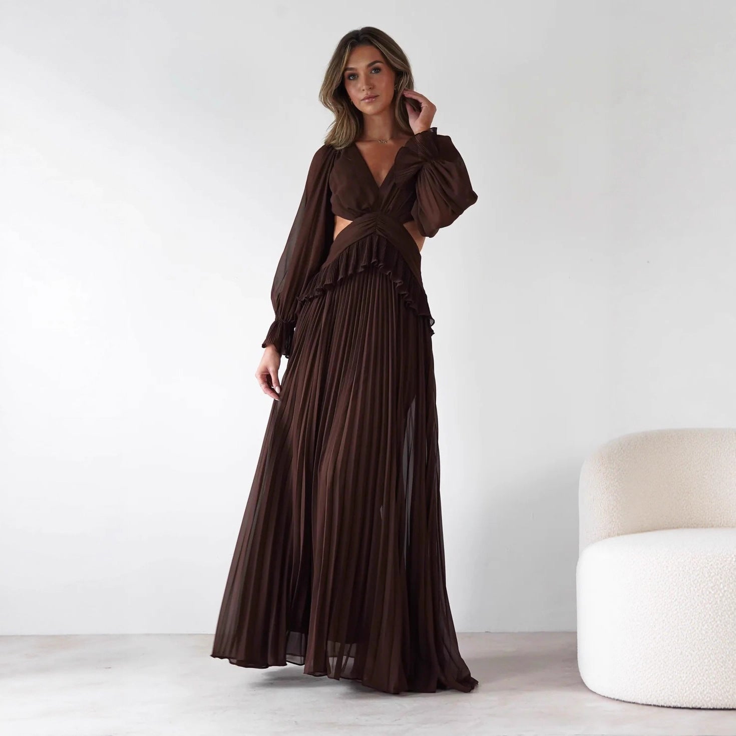 Women's Backless Pleated Dress