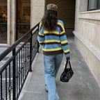 Women's Striped Round-Neck Knit Sweater
